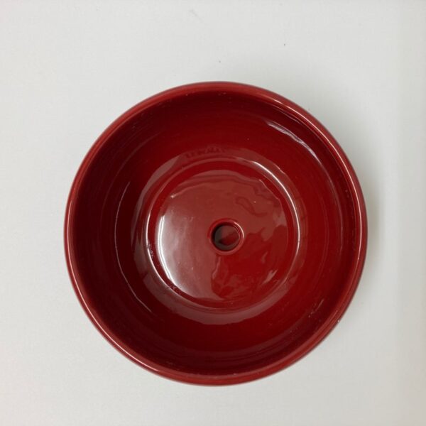 人気おすすめ日本製シンプル丸型レッド赤陶器おしゃれ植木鉢受け皿アレンジ盆栽斜め上