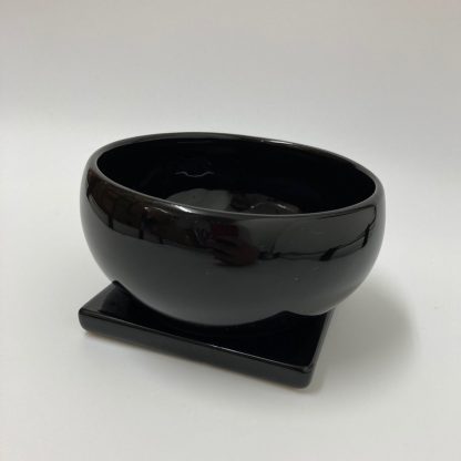 人気おすすめ日本製シンプル丸型ブラック黒陶器おしゃれ植木鉢受け皿アレンジ盆栽斜め上