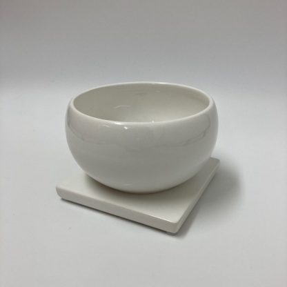 和モダンホワイト白陶器植木鉢シンプル室内丸型受け皿お祝い小さいサイズアレンジ斜め上
