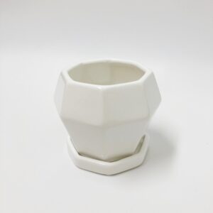 オシャレ陶器小さい植木鉢白多角形シンプルモダンかわいいサイズ室内