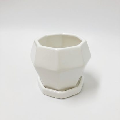 オシャレ陶器小さい植木鉢白多角形シンプルモダンかわいいサイズ室内