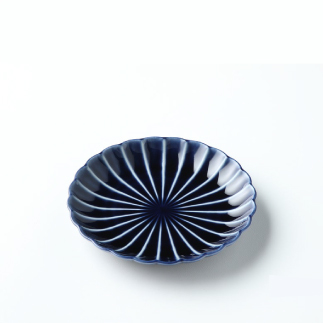 小皿 磁器 14.5cm 茄子紺ブルー ぎやまん陶