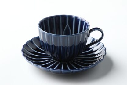 コーヒーカップ＆ソーサー 茄子紺ブルー ぎやまん陶