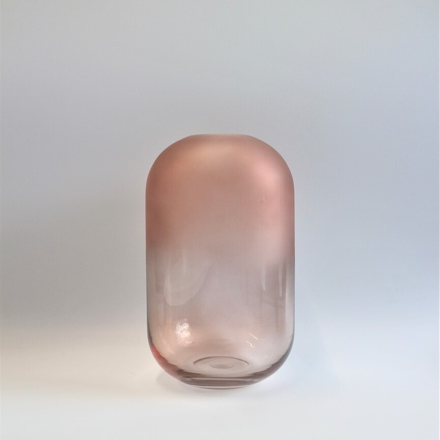 ガラス花瓶 かわいい 北欧風 ピンク シンプルフラワーベース コクーンS