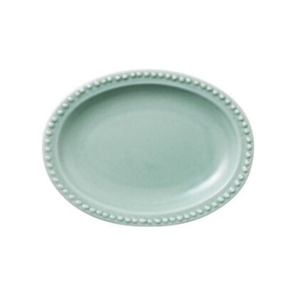 プレート　小皿　12㎝　オーバル　グリーン　リムドット