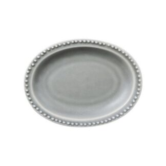 プレート　小皿　12㎝　オーバル　グレー　リムドット