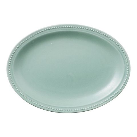 プレート　大皿　24㎝　オーバル　グリーン　リムドット