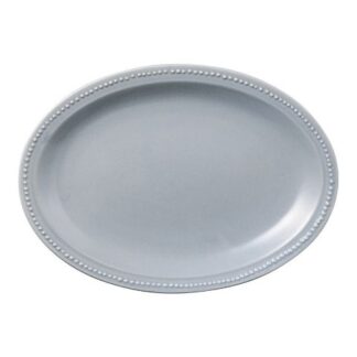 プレート　大皿　24㎝　オーバル　グレー　リムドット