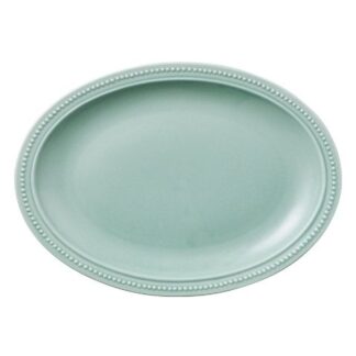 プレート　大皿　27㎝　オーバル　グリーン　リムドット